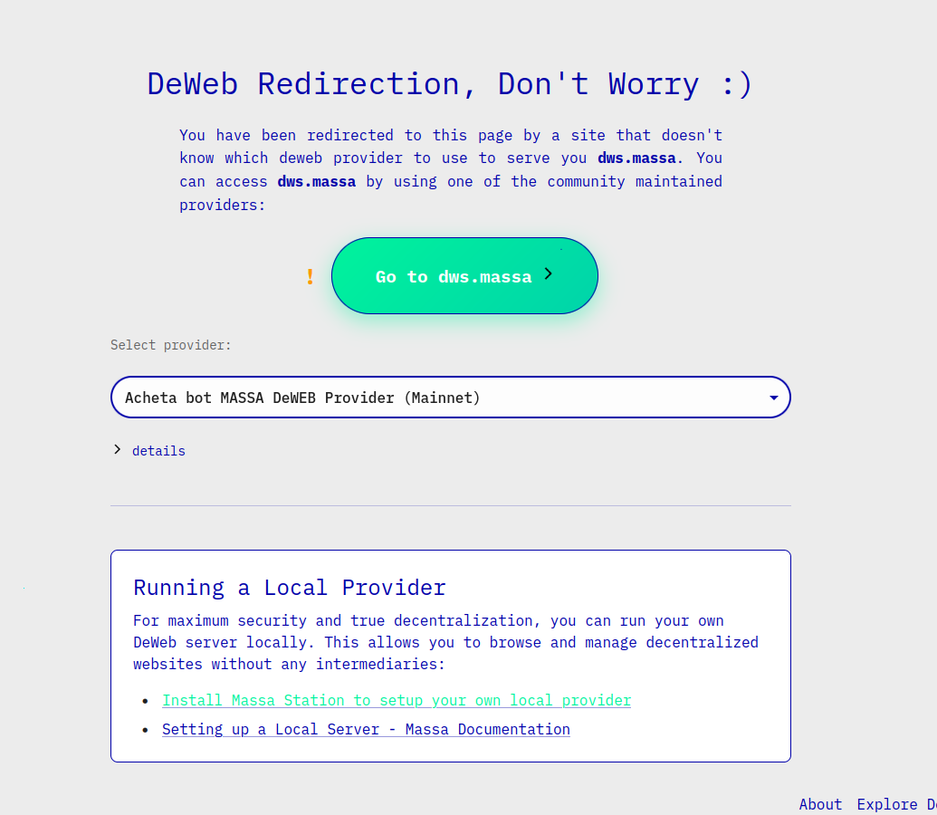 redirection page