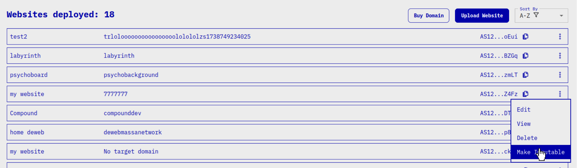 make website immutable